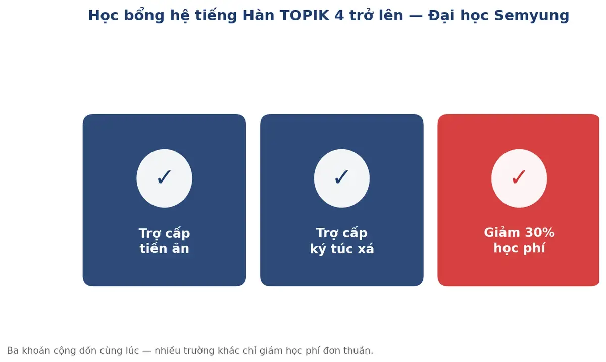 Sơ đồ học bổng hệ tiếng Hàn TOPIK 4 trở lên tại Đại học Semyung