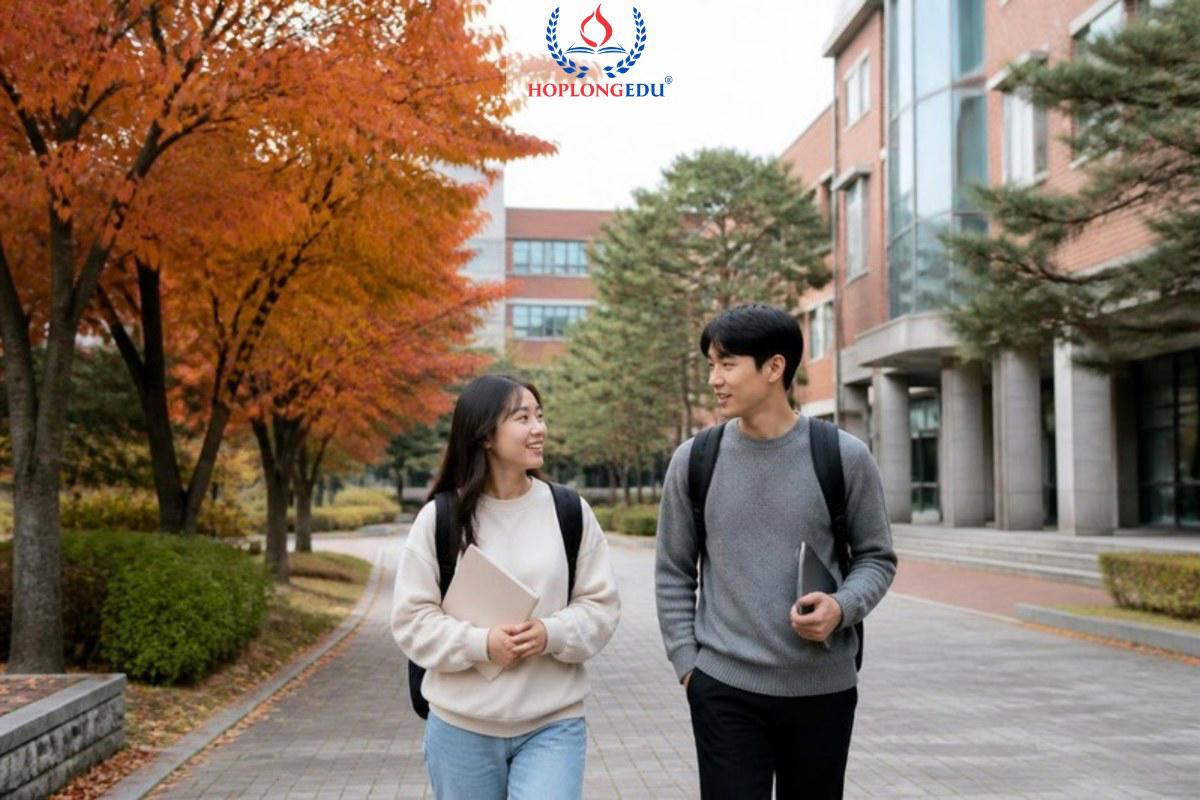 Sinh viên quốc tế trong khuôn viên một trường đại học ở tỉnh Chungnam, Hàn Quốc