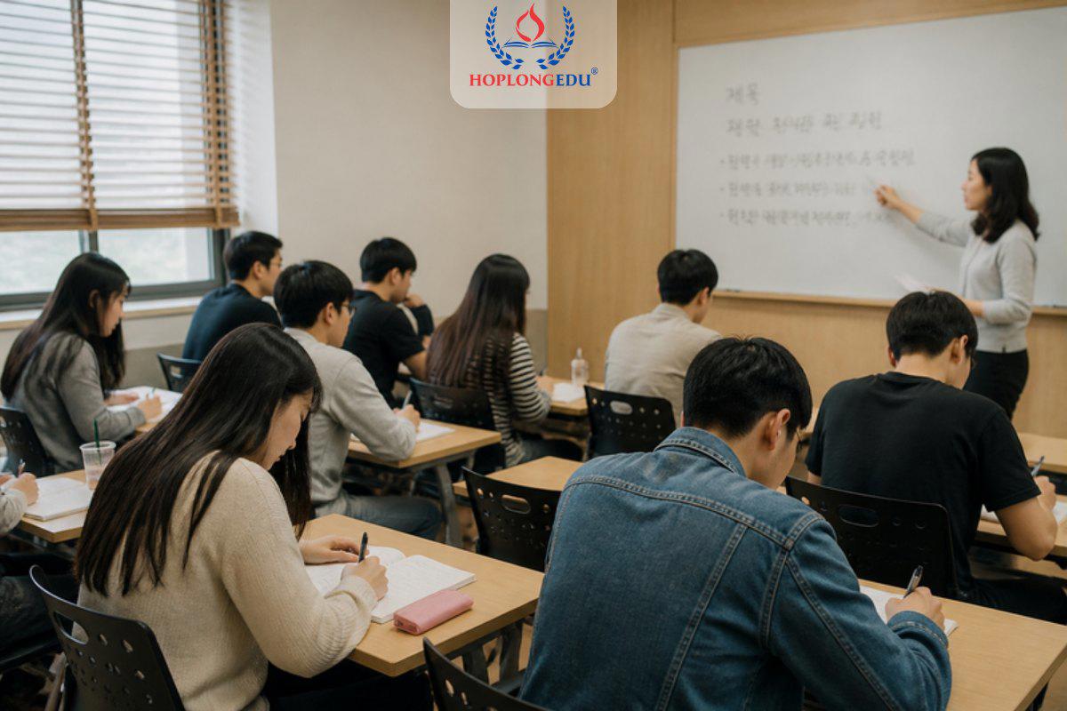 Lớp học tiếng Hàn của du học sinh Việt Nam, ảnh minh họa cho bài Đại học Thần học Seoul