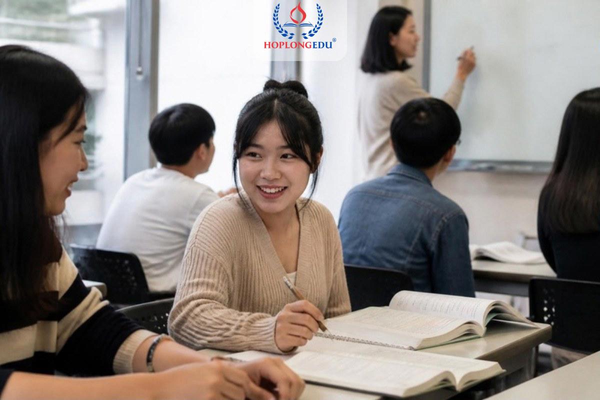 Lớp học tiếng Hàn tại viện ngôn ngữ của một trường đại học ở Seoul