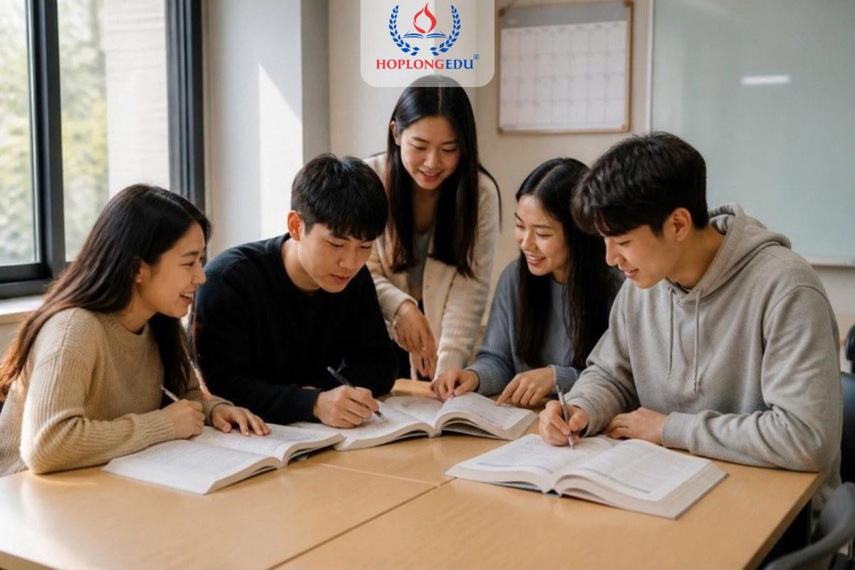 Du học sinh học tiếng Hàn trong lớp của viện ngôn ngữ đại học Hàn Quốc