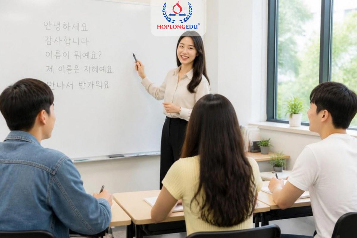 Du học sinh Việt Nam học lớp tiếng Hàn của chương trình hội nhập xã hội KIIP