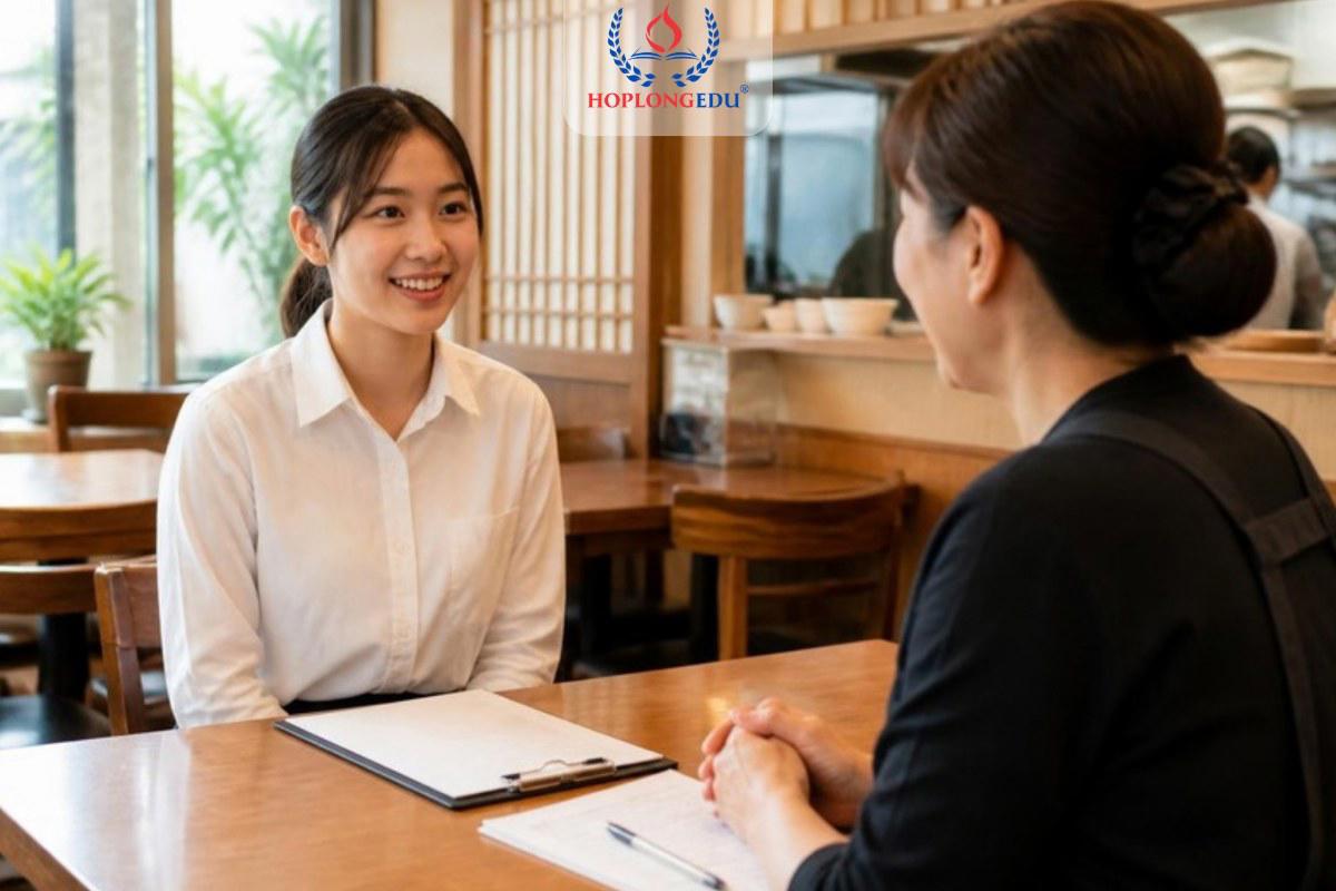 Du học sinh Việt Nam phỏng vấn l&agrave;m th&ecirc;m với chủ một qu&aacute;n ăn ở H&agrave;n Quốc