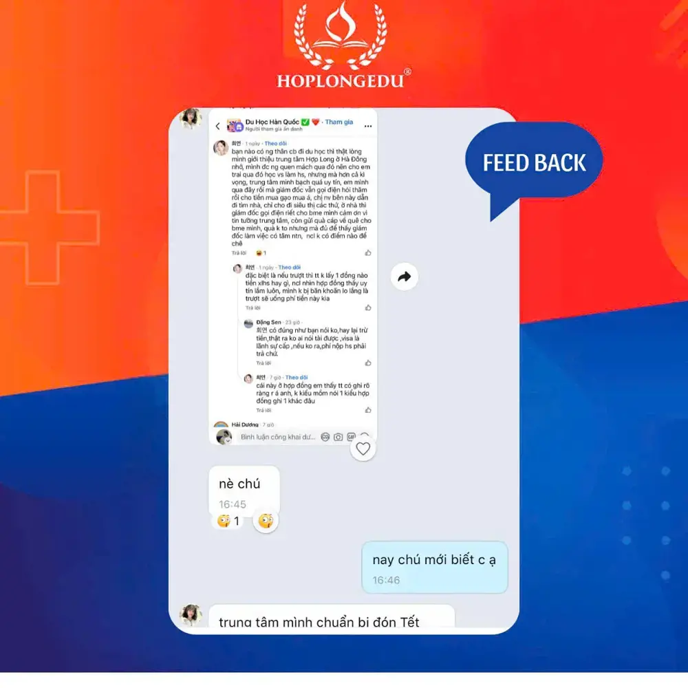 Chia sẻ về Hợp Long trong hội nh&oacute;m Du học H&agrave;n Quốc tr&ecirc;n Facebook