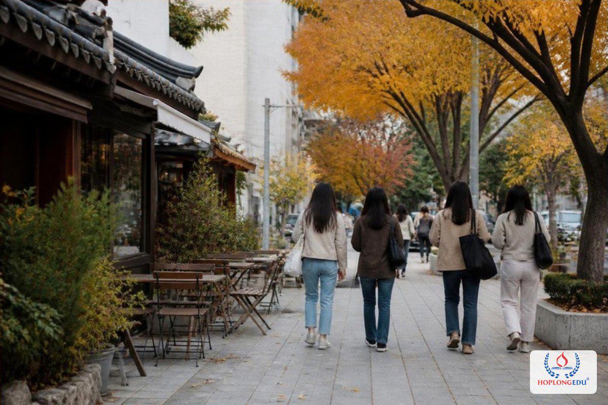 Phố cà phê gần trường đại học ở phía bắc Seoul